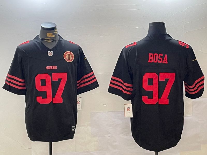 Men San Francisco 49ers 97 Bosa Black three generations 2024 Nike Limited NFL Jersey style 4